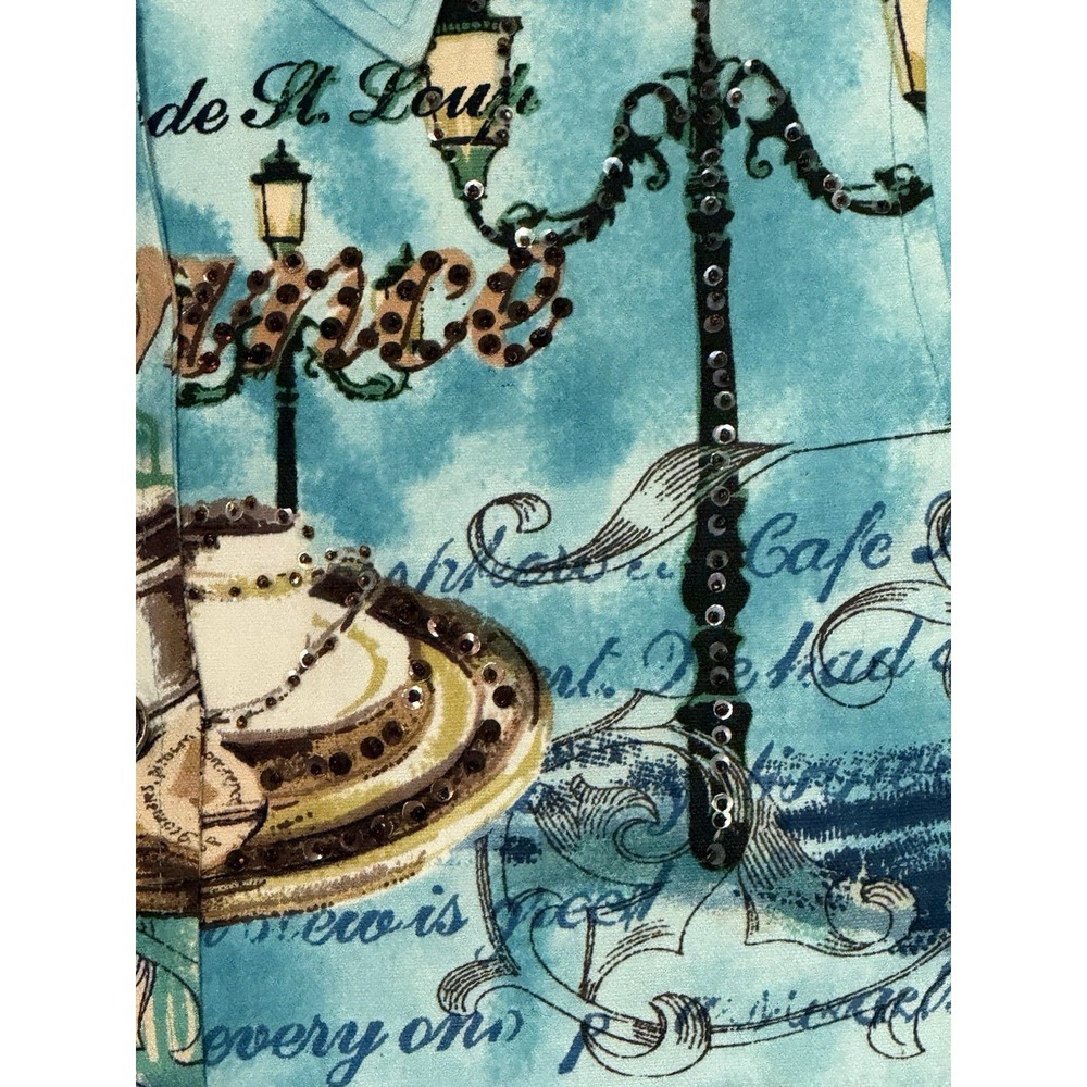 Take Two Clothing PS Paris Cafe Art To Wear AOP Jacket Sequence Beaded NWOT - Picture 3 of 7